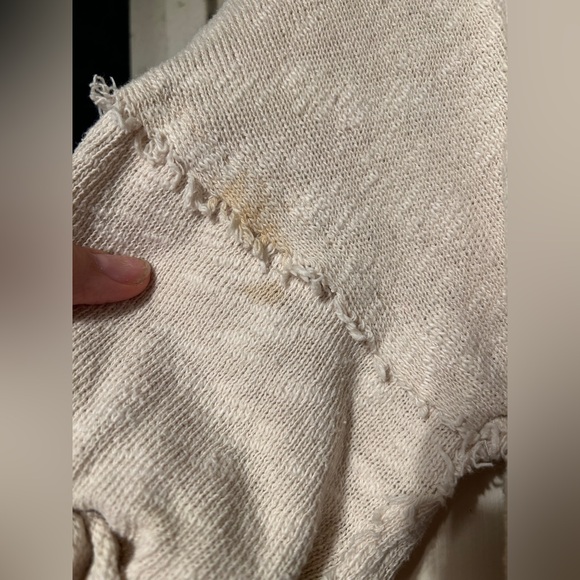 FREE PEOPLE WE THE FREE CREAM NORTH STAR V-NECK TEE-SHIRT SWEATER- SEE PICS - Picture 8 of 12